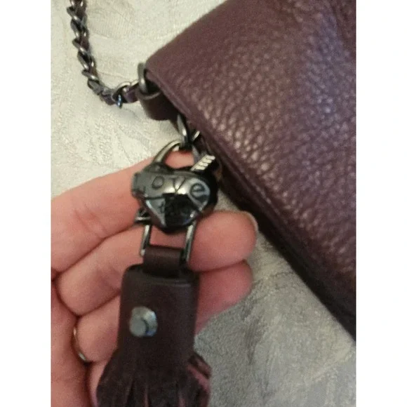 Aimee Kestenberg Purse Leather Fringe Tassel Flap Double Entry Chain Strap Boho - Picture 5 of 16